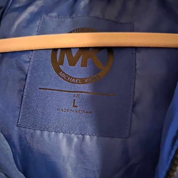 Michael Kors Royal Blue Puffer Jacket with Black Fur Hood - Picture 5 of 6